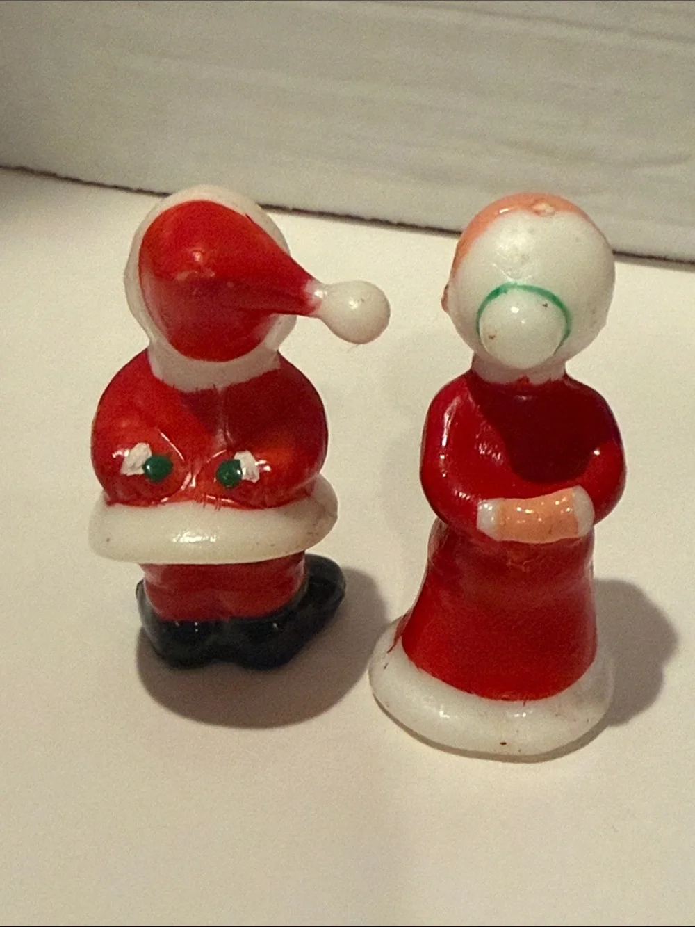 Vintage Set of Mr. And Mrs. Claus Santa Plastic Cake Topper Figures